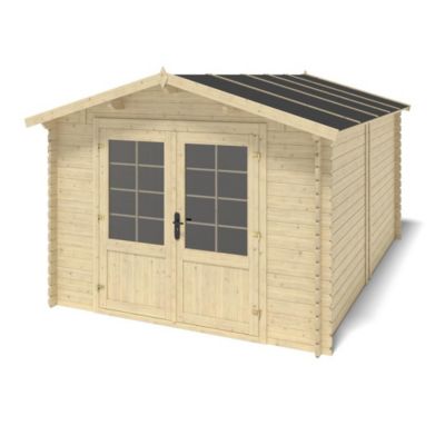 Abri de jardin en bois - 12m2 - 3x4m - Ep. 28mm - Couleur: naturel - DOM661