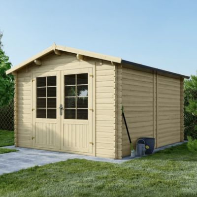 Abri de jardin en bois - 12m2 - 3x4m - Ep. 28mm - Couleur: naturel - DOM661