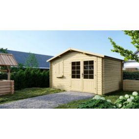 Abri de jardin en bois - 12m2 - 4x3m - Ep. 28mm - Couleur: naturel - DOM124