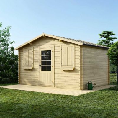Abri de jardin en bois - 12m2 - 4x3m - Ep. 28mm - Couleur: naturel - DOM137