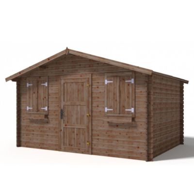 Abri de jardin en bois - 12m2 - 4x3m - Traité - Ep. 28mm - Couleur: marron - DOM418