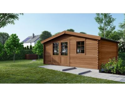 Abri de jardin en bois - 12m2 - 4x3m - Traité - Ep. 28mm - Couleur: marron - DOM595