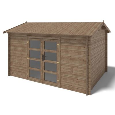 Abri de jardin en bois - 12m2 - 4x3m - Traité - Ep. 28mm - Couleur: marron - DOM677