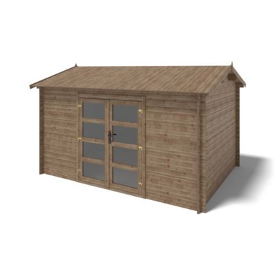 Abri de jardin en bois - 12m2 - 4x3m - Traité - Ep. 28mm - Couleur: marron - DOM677