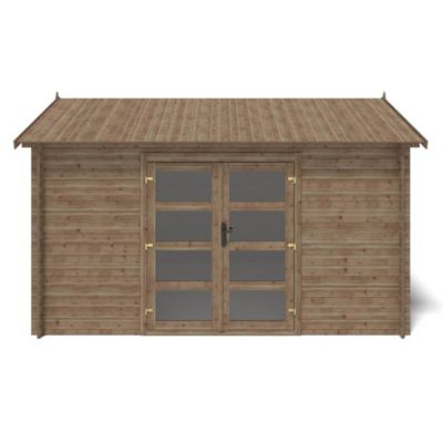 Abri de jardin en bois - 12m2 - 4x3m - Traité - Ep. 28mm - Couleur: marron - DOM677