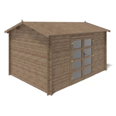 Abri de jardin en bois - 12m2 - 4x3m - Traité - Ep. 28mm - Couleur: marron - DOM677