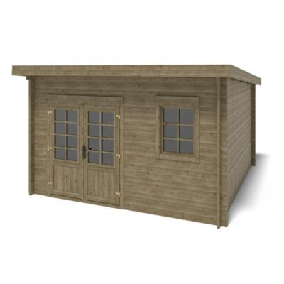 Abri de jardin en bois - 12m2 - 4x3m - Traité - Ep. 40mm - Couleur: vert - DOM717