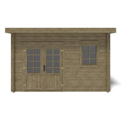 Abri de jardin en bois - 12m2 - 4x3m - Traité - Ep. 40mm - Couleur: vert - DOM717
