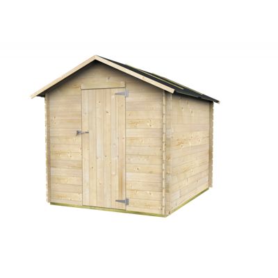 Abri de jardin en bois 146 x 130 cm, Parois de 16 mm, Porte pleine, Compact, Sapin naturel