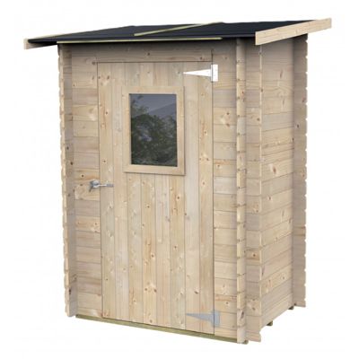 Abri de jardin en bois, 146 x 98 cm, parois de 19 mm, porte en plexiglas, mini espace de rangement, sapin naturel.
