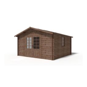 Abri de jardin en bois - 15,20m2 - 3,90x3,90m - Traité - Ep. 34mm - Couleur: marron - DOM563