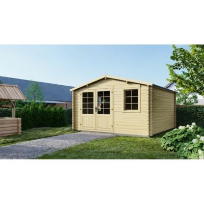 Abri de jardin en bois - 15.21m2 - 3.9x3.9m - Ep. 40mm - Couleur: naturel - DOM658