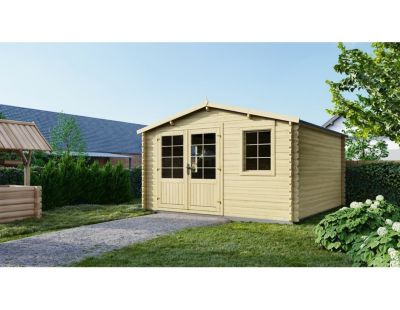 Abri de jardin en bois - 15.21m2 - 3.9x3.9m - Ep. 40mm - Couleur: naturel - DOM658