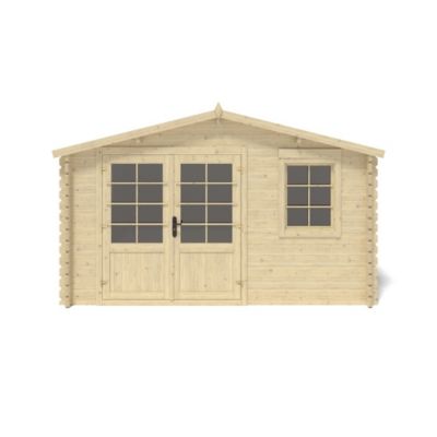Abri de jardin en bois - 15.21m2 - 3.9x3.9m - Ep. 40mm - Couleur: naturel - DOM658