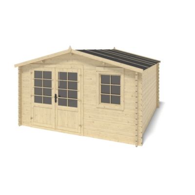 Abri de jardin en bois - 15.21m2 - 3.9x3.9m - Ep. 40mm - Couleur: naturel - DOM658