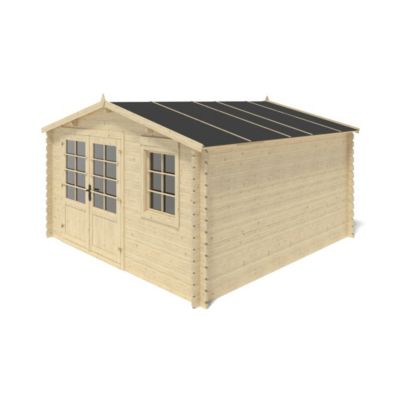 Abri de jardin en bois - 15.21m2 - 3.9x3.9m - Ep. 40mm - Couleur: naturel - DOM658
