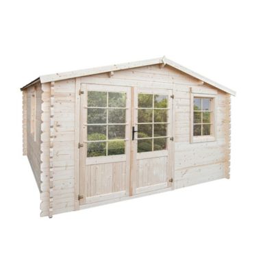 Abri de jardin en bois - 15.21m2 - 3.9x3.9m - Ep. 40mm - Couleur: naturel - DOM658