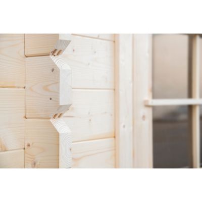 Abri de jardin en bois - 15.21m2 - 3.9x3.9m - Ep. 40mm - Couleur: naturel - DOM658