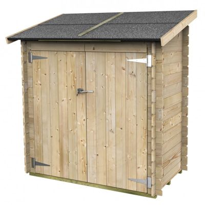 Abri de jardin en bois, 155x85 cm, parois de 16 mm, double porte pleine avec loquet, sapin naturel.