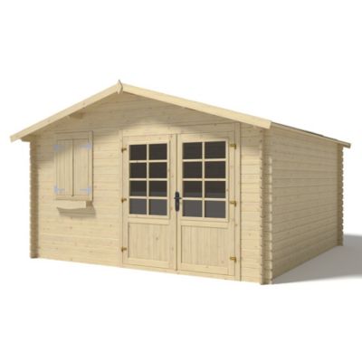 Abri de jardin en bois - 16m2 - 4x4m - Ep. 28mm - Couleur: naturel - DOM130