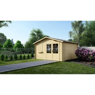Abri de jardin en bois - 16m2 - 4x4m - Ep. 28mm - Couleur: naturel - DOM130