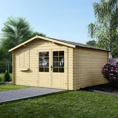 Abri de jardin en bois - 16m2 - 4x4m - Ep. 28mm - Couleur: naturel - DOM130