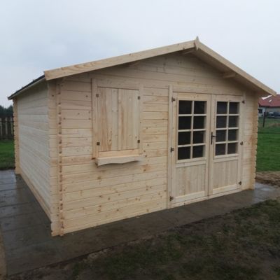 Abri de jardin en bois - 16m2 - 4x4m - Ep. 28mm - Couleur: naturel - DOM130