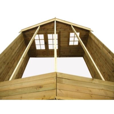 Abri de jardin en bois - 16m2 - 4x4m - Ep. 28mm - Couleur: naturel - DOM130