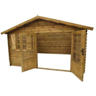 Abri de jardin en bois - 16m2 - 4x4m - Ep. 28mm - Couleur: naturel - DOM130