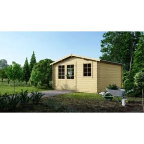 Abri de jardin en bois - 16m2 - 4x4m - Ep. 40mm - Couleur: naturel - DOM371