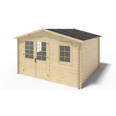 Abri de jardin en bois - 16m2 - 4x4m - Ep. 40mm - Couleur: naturel - DOM611