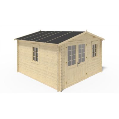 Abri de jardin en bois - 16m2 - 4x4m - Ep. 40mm - Couleur: naturel - DOM611