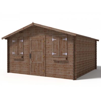 Abri de jardin en bois - 16m2 - 4x4m - Traité - Ep. 28mm - Couleur: marron - DOM144