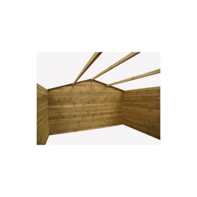 Abri de jardin en bois - 16m2 - 4x4m - Traité - Ep. 28mm - Couleur: marron - DOM144