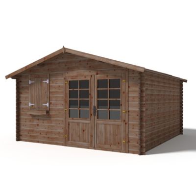 Abri de jardin en bois - 16m2 - 4x4m - Traité - Ep. 28mm - Couleur: marron - DOM181