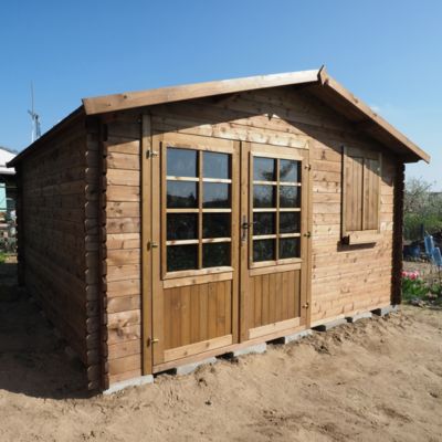 Abri de jardin en bois - 16m2 - 4x4m - Traité - Ep. 28mm - Couleur: marron - DOM181
