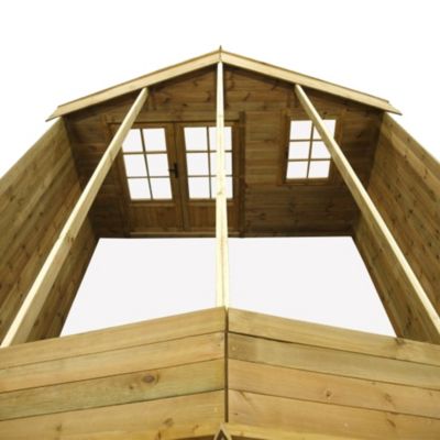 Abri de jardin en bois - 16m2 - 4x4m - Traité - Ep. 28mm - Couleur: marron - DOM181