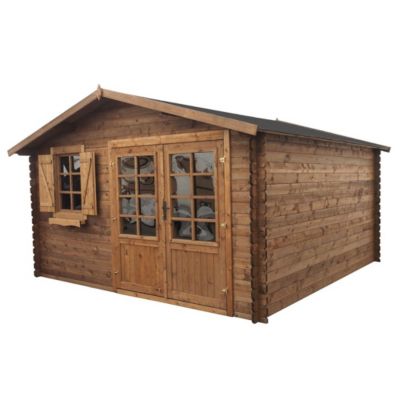 Abri de jardin en bois - 16m2 - 4x4m - Traité - Ep. 28mm - Couleur: marron - DOM181