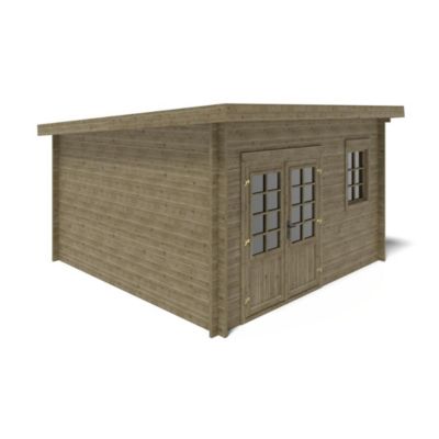Abri de jardin en bois - 16m2 - 4x4m - Traité - Ep. 40mm - Couleur: vert - DOM716