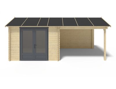Abri de jardin en bois - 17.4m2 - 5.79x3m - Ep. 28mm - Couleur: naturel - DOM640