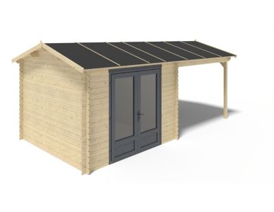 Abri de jardin en bois - 17.4m2 - 5.79x3m - Ep. 28mm - Couleur: naturel - DOM640