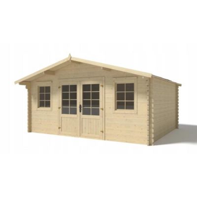 Abri de jardin en bois - 19.2m2 - 4.8x4m - Ep. 40mm - Couleur: naturel - DOM370