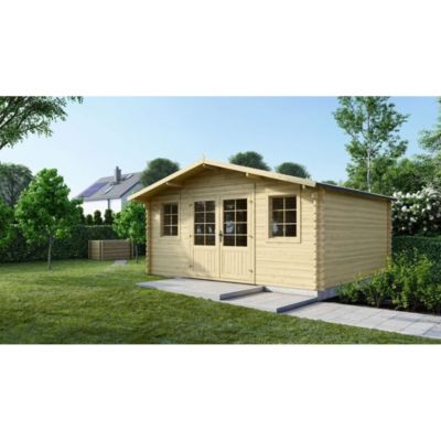Abri de jardin en bois - 19.2m2 - 4.8x4m - Ep. 40mm - Couleur: naturel - DOM370