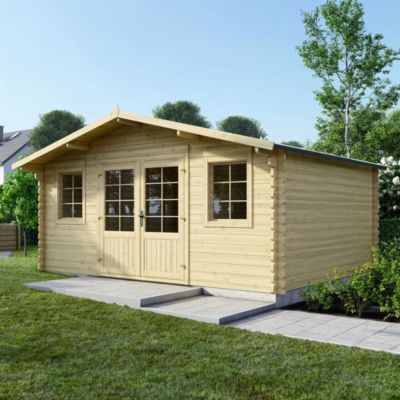 Abri de jardin en bois - 19.2m2 - 4.8x4m - Ep. 40mm - Couleur: naturel - DOM370