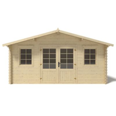 Abri de jardin en bois - 19.2m2 - 4.8x4m - Ep. 40mm - Couleur: naturel - DOM370