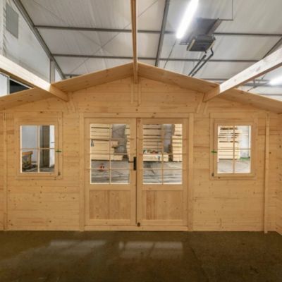 Abri de jardin en bois - 19.2m2 - 4.8x4m - Ep. 40mm - Couleur: naturel - DOM370