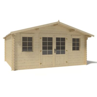 Abri de jardin en bois - 19.2m2 - 4.8x4m - Ep. 40mm - Couleur: naturel - DOM370