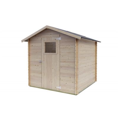 Abri de jardin en bois 198 x 198 cm, Parois de 16 mm, Porte en plexiglas, Avec cadre, Sapin naturel