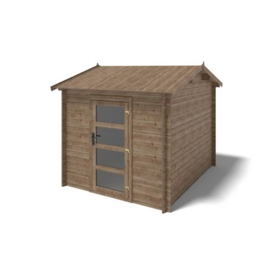 Abri de jardin en bois - 2.5x3 m avec extension de 4x2.76 m - 18.56 m²- Traité - DOM675+DOS194