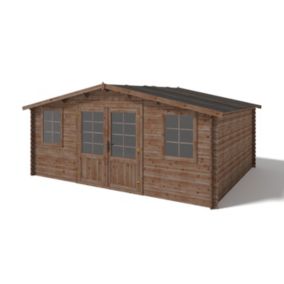 Abri de jardin en bois - 20m2 - 5x4m - Traité - Ep. 28mm - Couleur: marron - DOM566